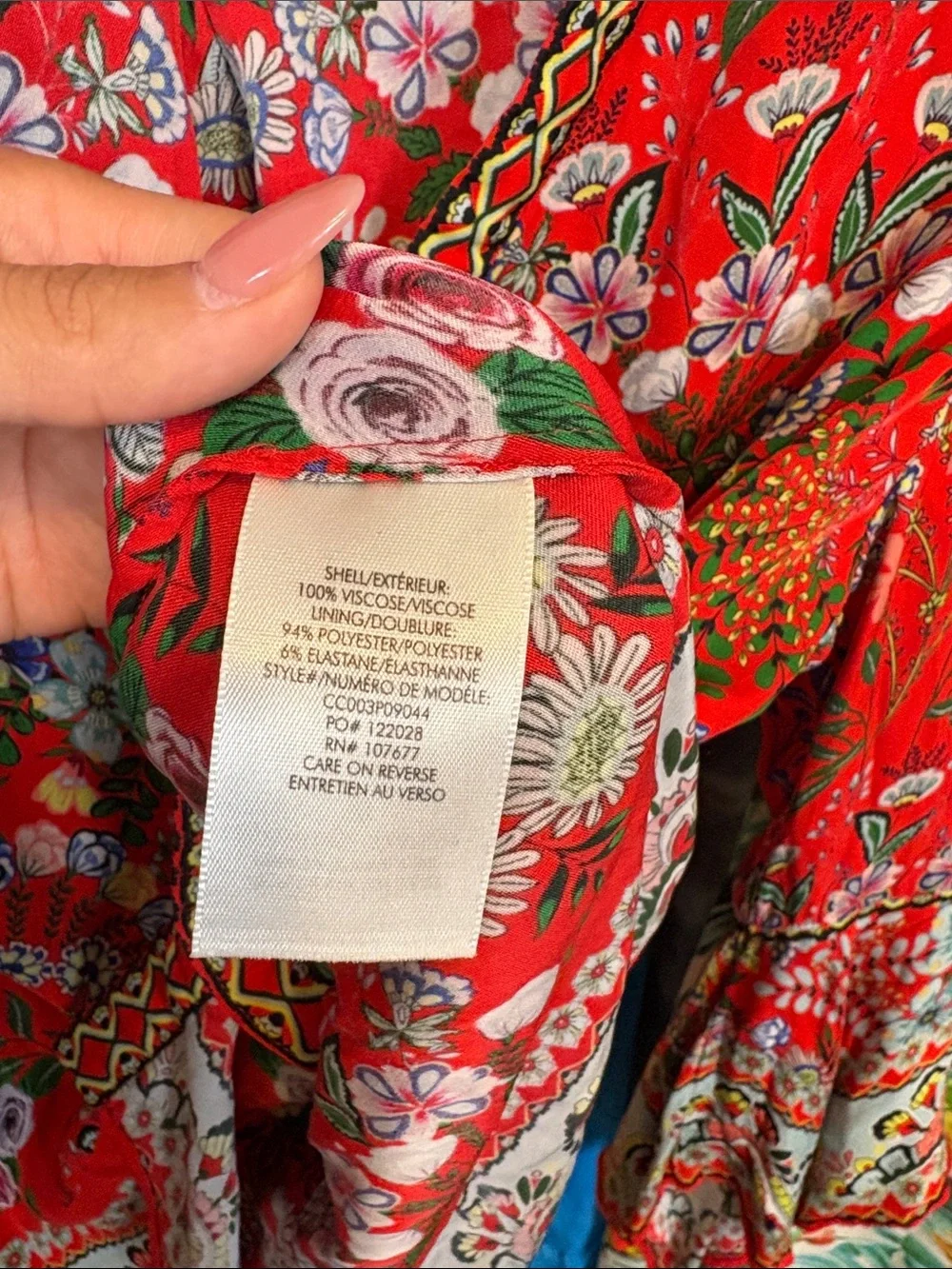 Alice + Olivia Red Floral Bell-Sleeve Blouse - Picture 5 of 5